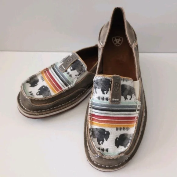 Ariat Women's Cruiser Slip On Buffalo Print Leather Loafer Shoe Comfort Casual - Picture 1 of 7